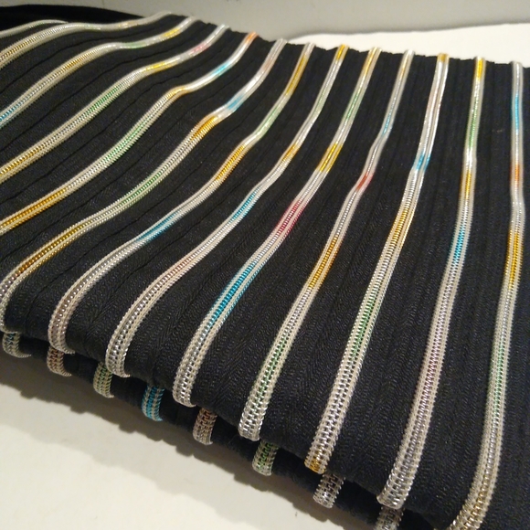 Messenger Multi Zippered Crossbody Fold Over Purse Black Rainbow Adjustable Bag - Picture 8 of 14